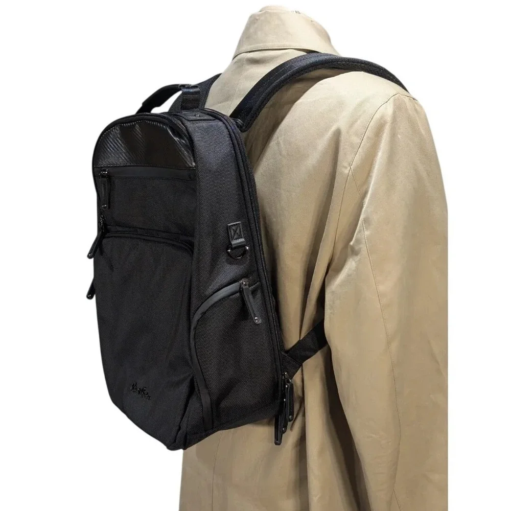 Robert Graham Black Nylon Backpack Carbon Fiber Trim Paisley Lining NWT $228 - Picture 6 of 16